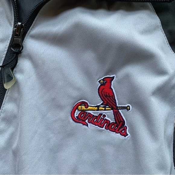 St Louis Cardinals Antigua MLB Track Jacket Embroidered Gray Silver Size Large - Picture 4 of 8
